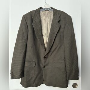 Vintage Shoulder Padded Oversized Dark Taupe Brown Plaid Blazer